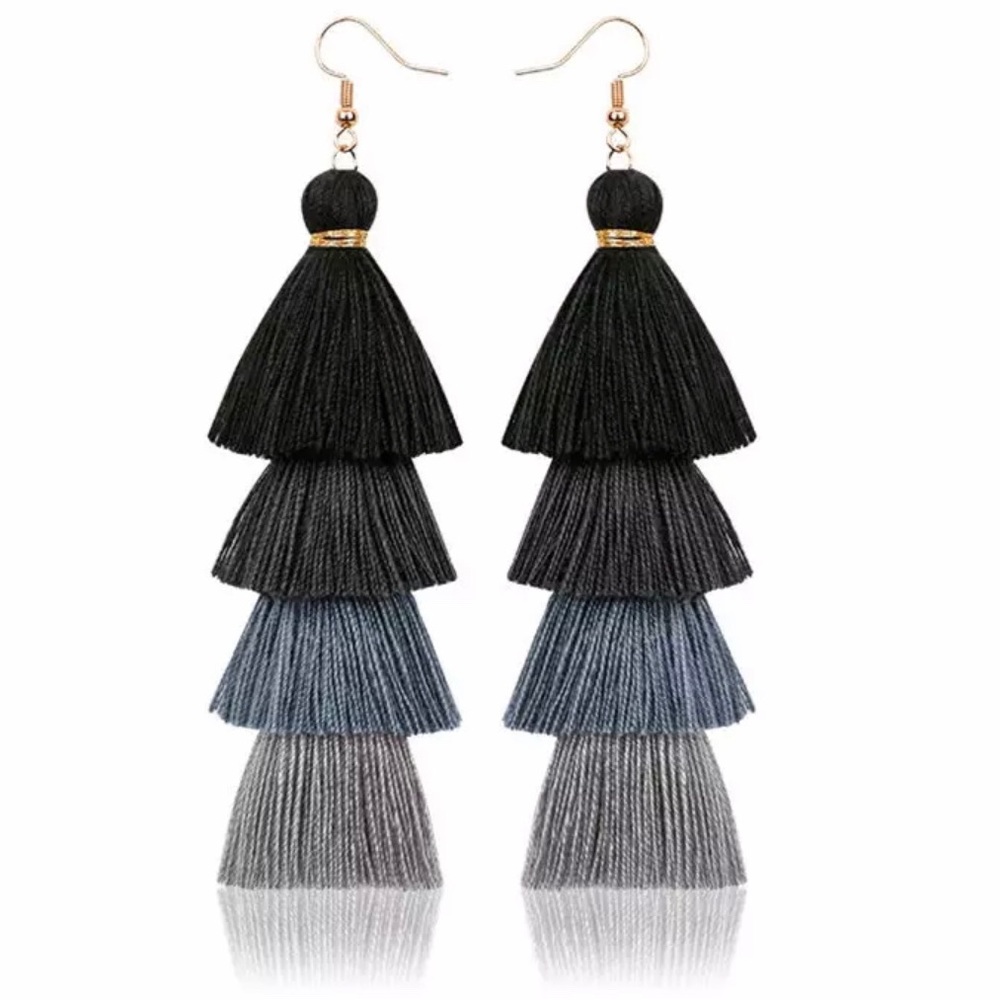 Fashion Bohemian 4 Tiered Tassel Drop Earrings